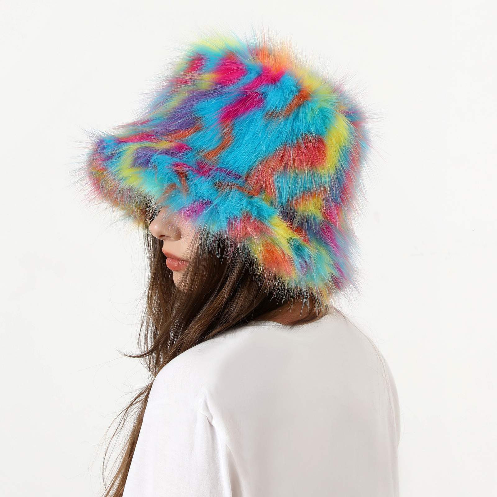 Wide Brim Hats Bucket Hats Fur hat Women's elegant autumn and winter fur Bucket hat Korean version high class warm hat cover cap 230906