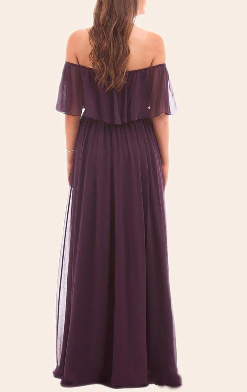 2023 Chiffon Long Bridesmaid Dresses Elegant Pink Off The Shoulder Beach Bohemian Maid of Honor Wedding Party Plus Size Prom Gown