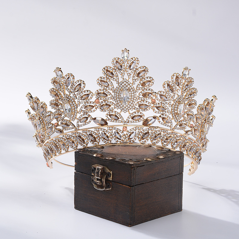 Wedding Hair Jewelry Big Baroque Crystal Tiaras Wedding Crown for Brides Women Hair Accessories Headpieces Princess Pageant couronne mariage FORSEVEN 