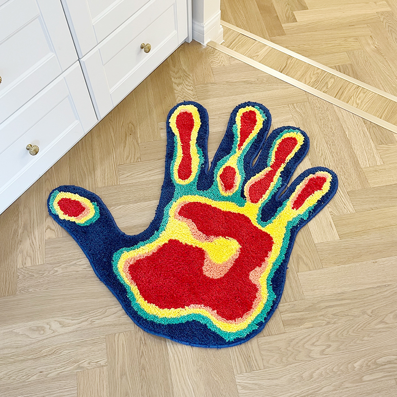Carpets Handmade Palm Rug Shape Tufted Carpet Plush Fluffy Soft Multiple Color Home Decor Living Room Bedroom Room Aesthetic 230906