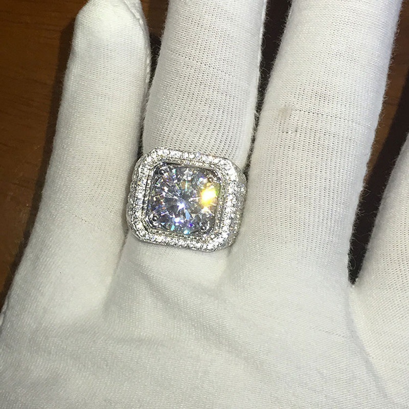 Solitaire Ring Female Male Micro Pave CZ Wedding Rings Engagement Hip Hop Bling Round Shape Cool Street Woman Men Bling Iced Out CZ Ring 230907