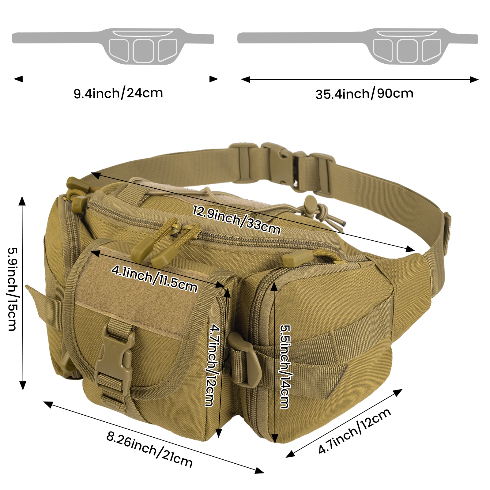 Backpack Tactical Waist Bag Military Fan Bag Sports Outdoor Large-Capacity Waterproof Riding Travel Running Multi-Function Chest Bag 230907