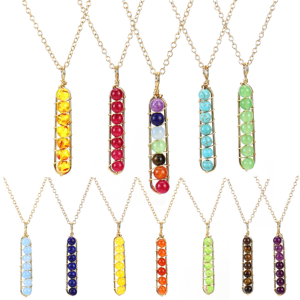 Natural Irregular Wire Wrapped Chip Stone Pendant Quartz Chakra Moon tree of life Charms Amethyst Lapis Healing Crystal Agates Necklaces for Women Jew