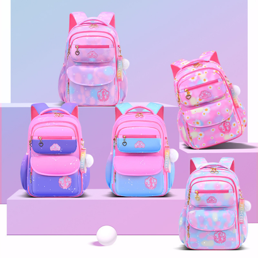 Backpacks Orthopedic Primary Girls School Backpack Bag Gradient Color Grades 136 For Children Backpack Large Capacity Students Rucksack 230906