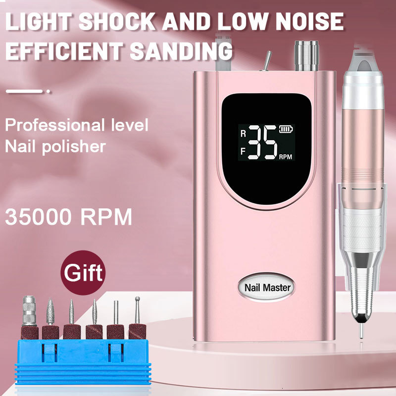 Nail Manicure Set 35000RPM Professional Electric Nail Sander for Manicure Pedicure Rechargeable Cordless Power Nail Drill Machine for Gel Remover 2308