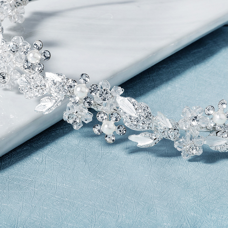 Wedding Hair Jewelry Miallo Fashion Flower Crystal Headbands for Women Hair Accessories Silver Color Crown Wedding Bridal Hair Jewelry Headpiece Gift 