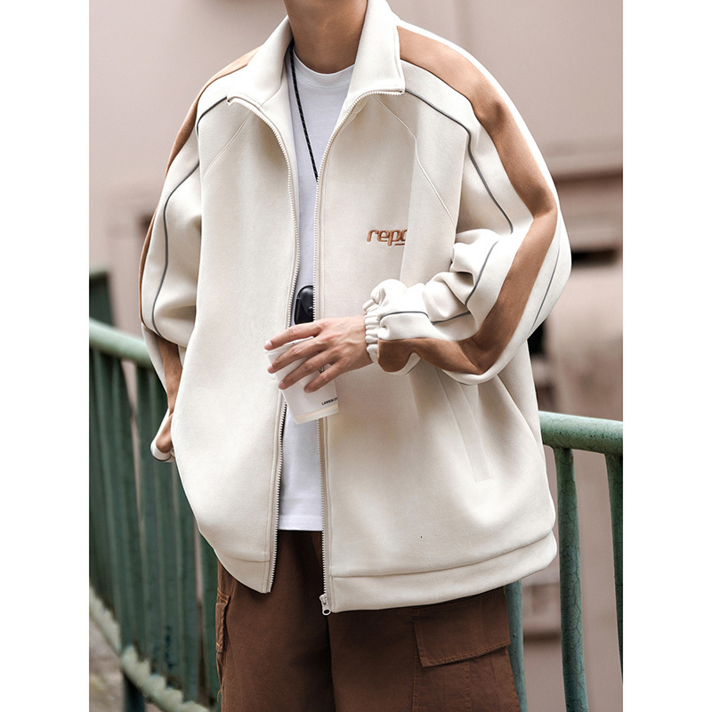 Mens Jackets Mens Jacket Spring and Autumn Standing Collar Coat Loose Deer Fur Casual Coat Mens Large 5XL Jacket 230906