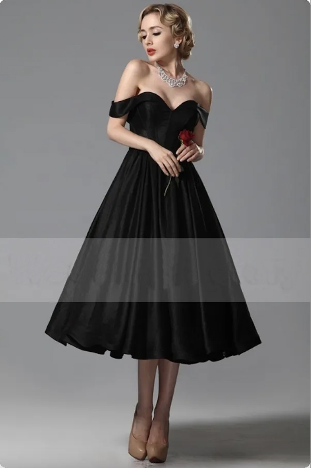 Vintage Black Wedding Dresses A e Sweetheart Off Shoulder Tea Length Bridal Gowns Custom Made for Brides Formal Party Gown