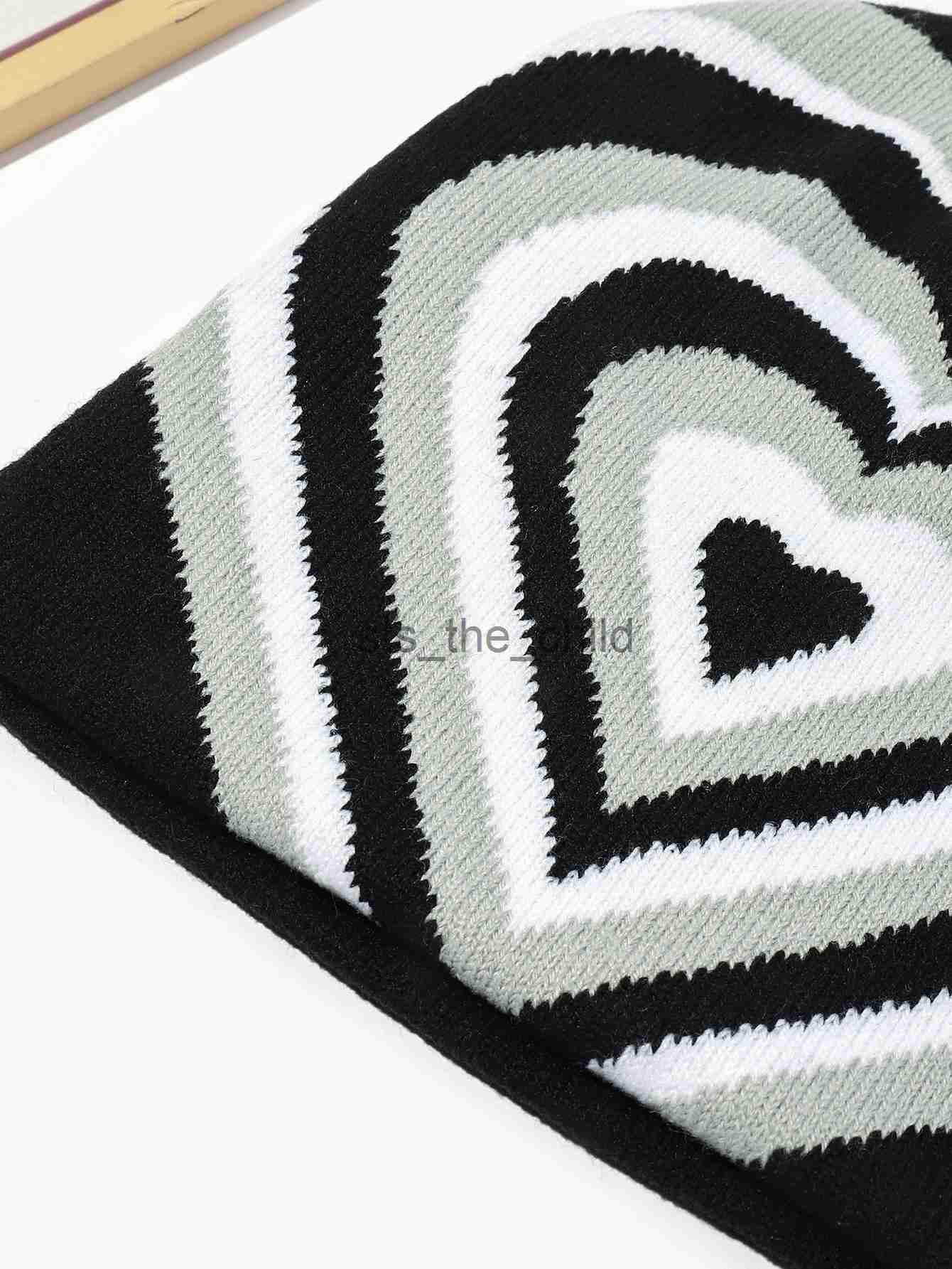 Beanie/Skull Caps winter hat solid Color blocking rainbow heart print knitted beanie hats x0907