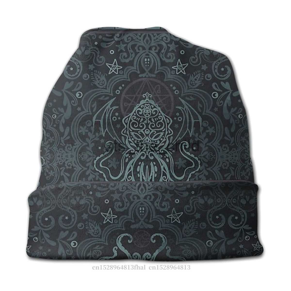 Beanie/Skull Caps Cool Bonnet Homme Winter Warm Knitted Hat Cthulhu Mythos Lovecraft Horror Great Old Ones Skullies Beanies Caps For Men Women x0907 x