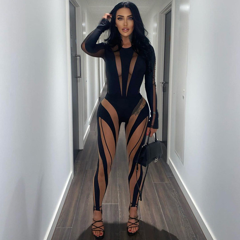 Women's Jumpsuits Rompers Illusion Body-Shaping Bodysuit Womens Catsuits Sexy Sheer Rompers One-pieces Clothing Tulle Costume Nude Night Club Pol