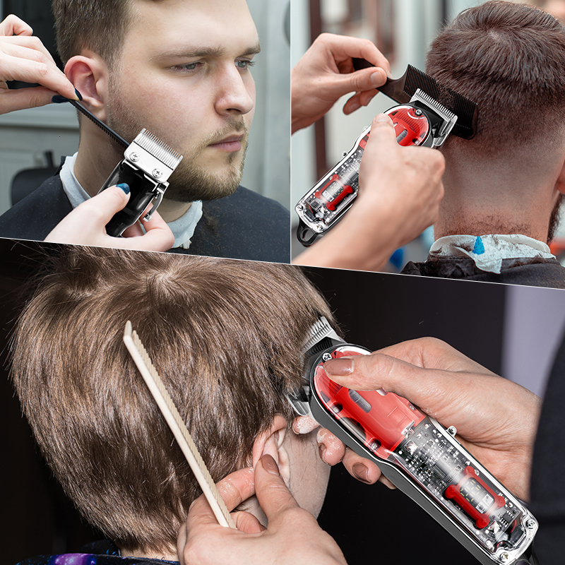 Electric Shavers Transparent Trimmer Men Beard Trimming Professional Clippers USB Rechargeable Machine Hair Cutting Shaving 230906