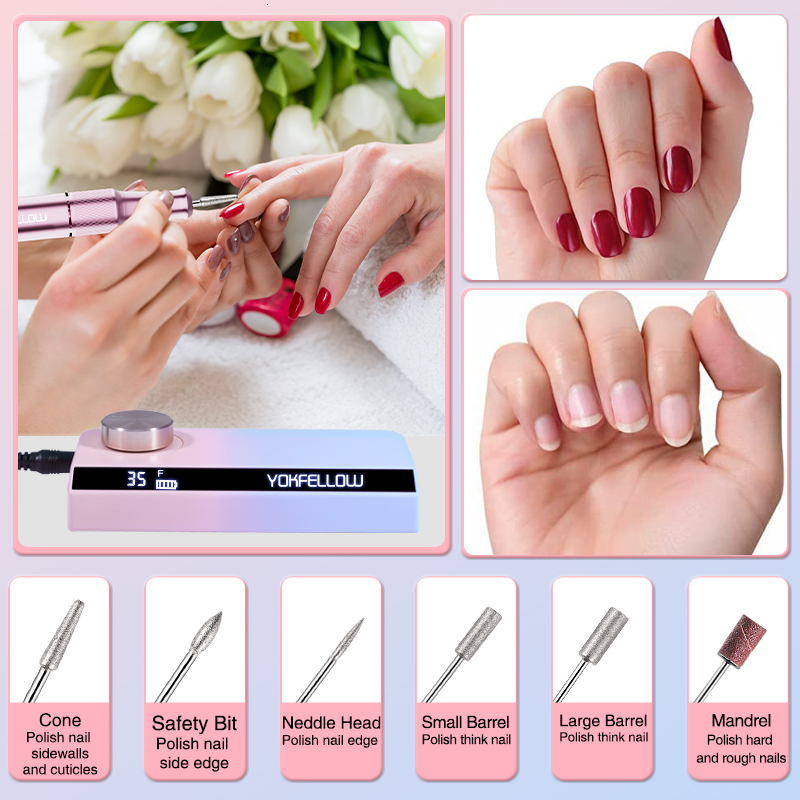 Nail Manicure Set 35000RPM Rechargeable Nail Drill Manicure Machine With Pause Mode Electric Nail Sander For Nail Gel Polish Nail Salon Equipment 2308