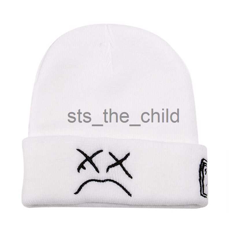 Beanie/Skull Caps Winter LilPeep embroidered knitted hat sad face expression funny men women beanie hat x0907
