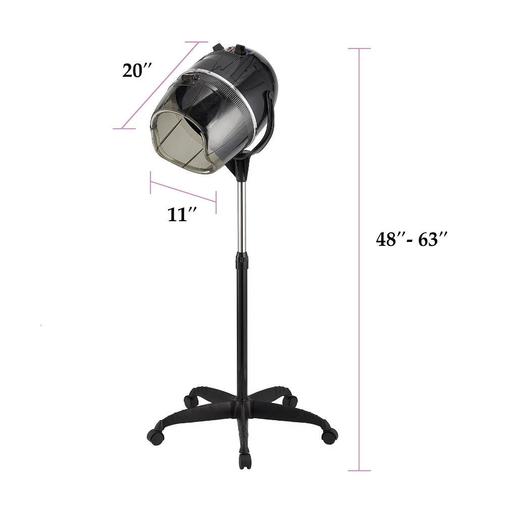 Other Massage Items Professional Stand Up Hair Dryer With Timer Swivel Hood Caster Adjustable Height 1000 Watts Black 230906