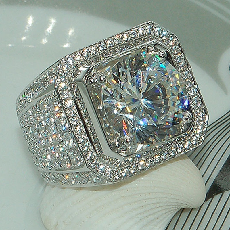 Solitaire Ring Milangirl Big Hip Hop Men Out Bling Square Ring Pave Setting CZ Wedding Engagement Rings Top Quality 230907