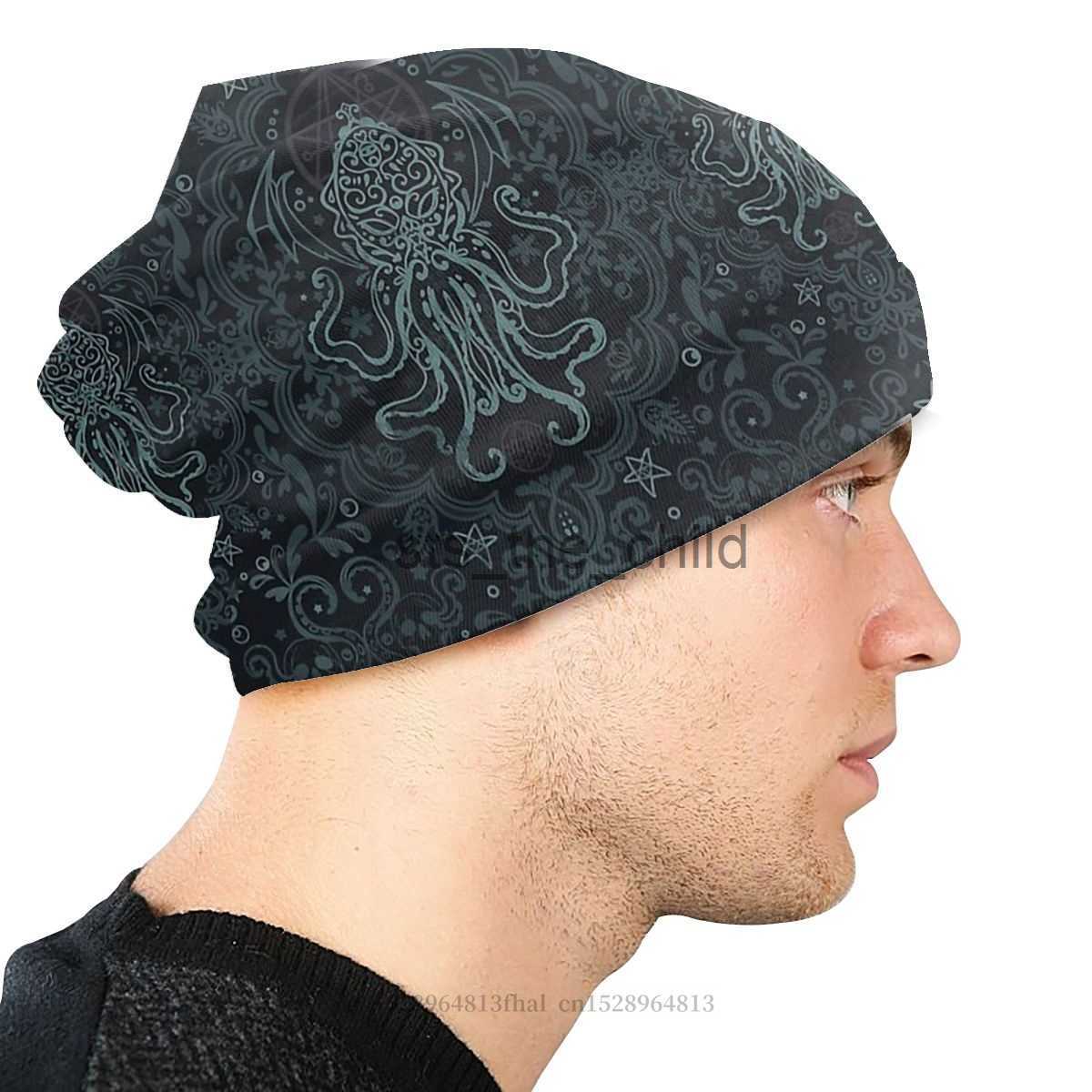 Beanie/Skull Caps Cool Bonnet Homme Winter Warm Knitted Hat Cthulhu Mythos Lovecraft Horror Great Old Ones Skullies Beanies Caps For Men Women x0907 x