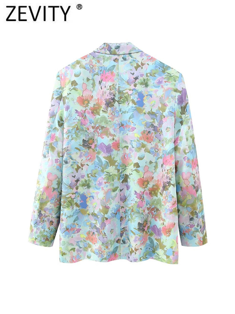 Womens Suits Blazers ZEVITY Women Fashion Floral Print Buttons Blazer Coat Vintage Long Sleeve Flap Pockets Female Outerwear Chic Vestes CT3797 230906