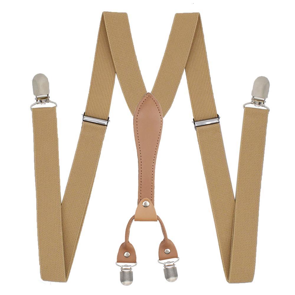 Suspenders Men Black Suspenders Belt with Leather Polyester Elastic Clipon Braces 230907