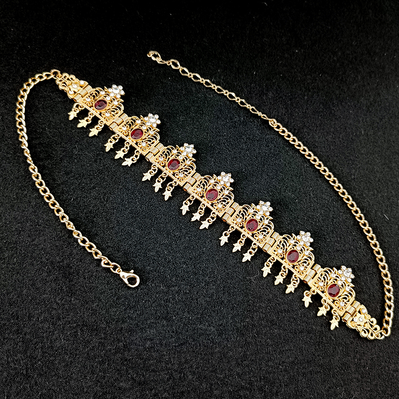 Wedding Hair Jewelry Algeria Wedding Jewelry Hair Chain Gold Color Crystal Tassel Headband Forehead Chain Crown Womens Gifts Tiara Bands Accessories 2