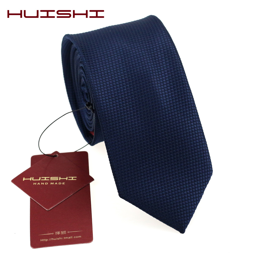 Neck Ties HUISHI 8CM 8 Styles Mens Solid Dark Blue Color Neck Tie 6cm Waterproof Jacquard Necktie Daily Wear Cravat Wedding Party For Men 230907