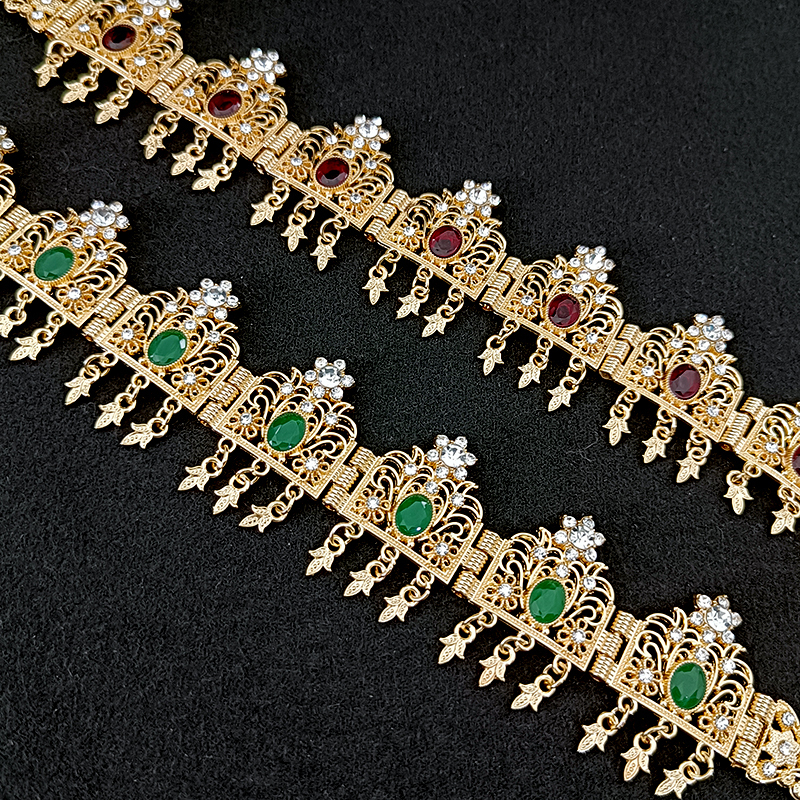 Wedding Hair Jewelry Algeria Wedding Jewelry Hair Chain Gold Color Crystal Tassel Headband Forehead Chain Crown Womens Gifts Tiara Bands Accessories 2