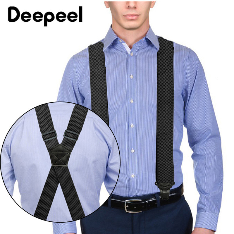 Suspenders 1Pc 3.5*120cm Men's Suspender Adult 4 Clips Mens Suspenders X Type Elastic Adjustable Strap Wide Braces Work Male Jockstrap 230907