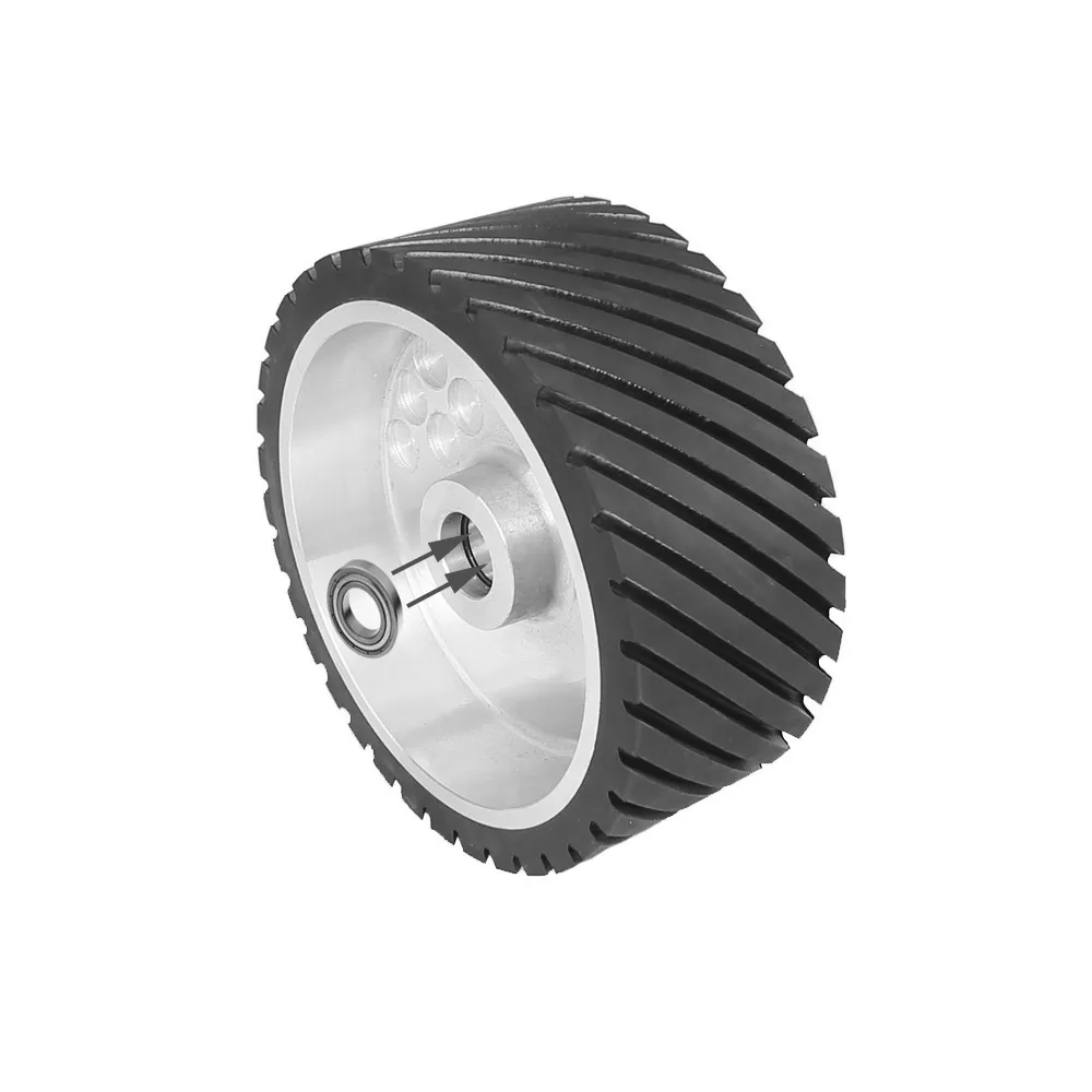wholesale 100/200/250x100mm Belt Grinder Replacement Parts Grooved Rubber Contact Wheel Dynamically Balanced12 LL