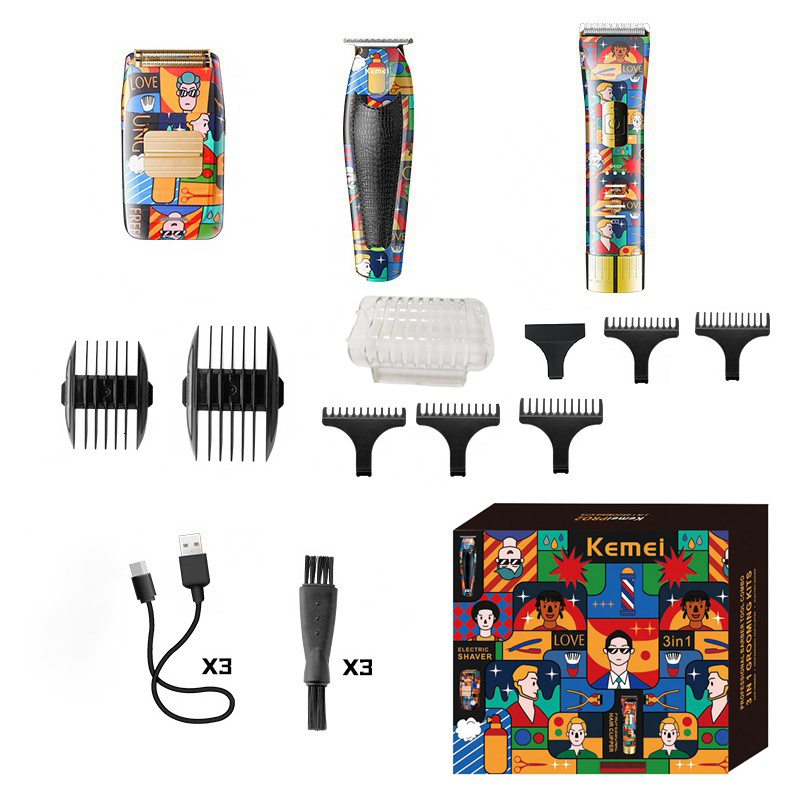 Electric Shavers Original Kemei Combo Kit Hair Trimmer For Men Beard Clipper Rechargeable Shaver Haircut Machine BarberHome 230906