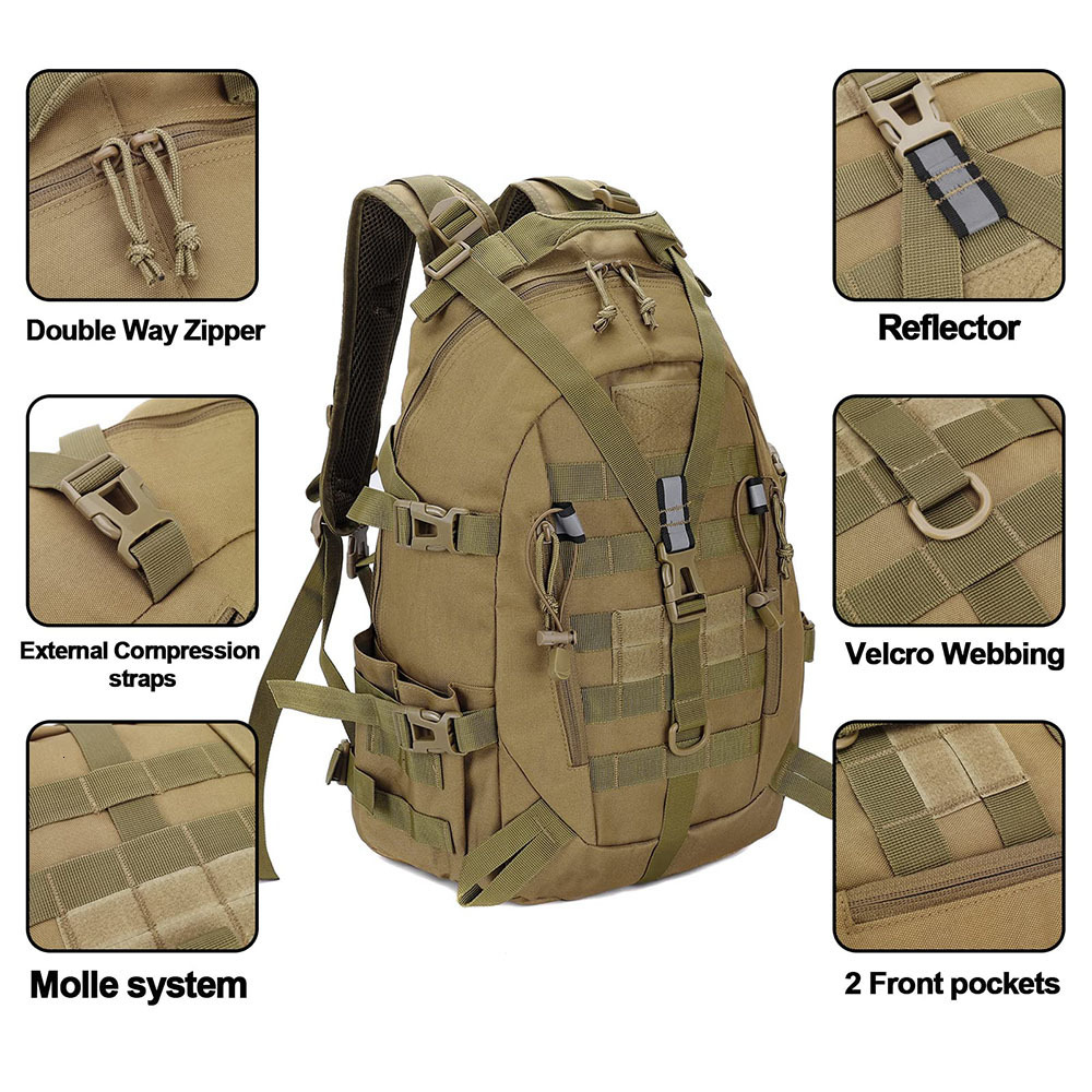 Backpack 40L Tactical Backpack Sports Outdoor Travel Backpack Hiking Mountaineering Camouflage Military Backpack Large Capacity Backpack 230907