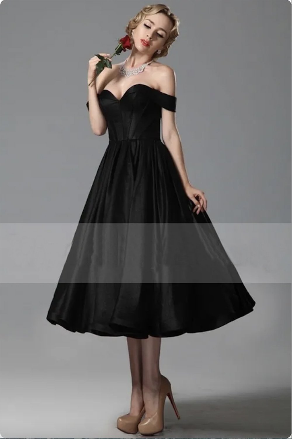 Vintage Black Wedding Dresses A e Sweetheart Off Shoulder Tea Length Bridal Gowns Custom Made for Brides Formal Party Gown
