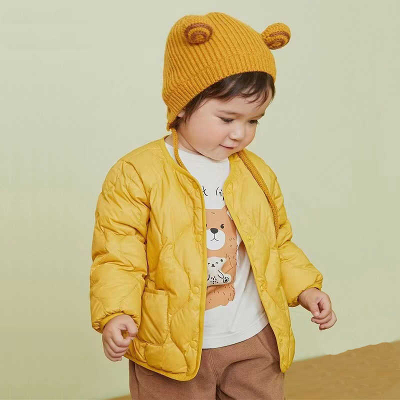 Down Coat Children Down Coats 2023 New Autumn Baby Boys Ultra Light Jackets Child Girls Collarless Fluffy Toddler Winter Coat R230905