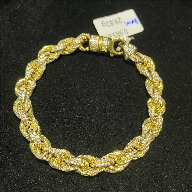 Vvs1 7mm 9mm 11mm Rope Bracelet Sier 5mm Necklace Iced Moissanite Dia Clasp Sterling Cuban Chain Hip Hop Out Scees
