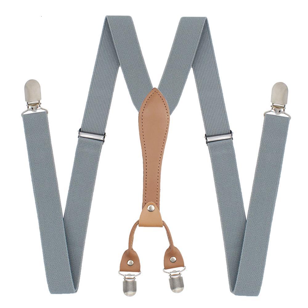 Suspenders Men Black Suspenders Belt with Leather Polyester Elastic Clipon Braces 230907
