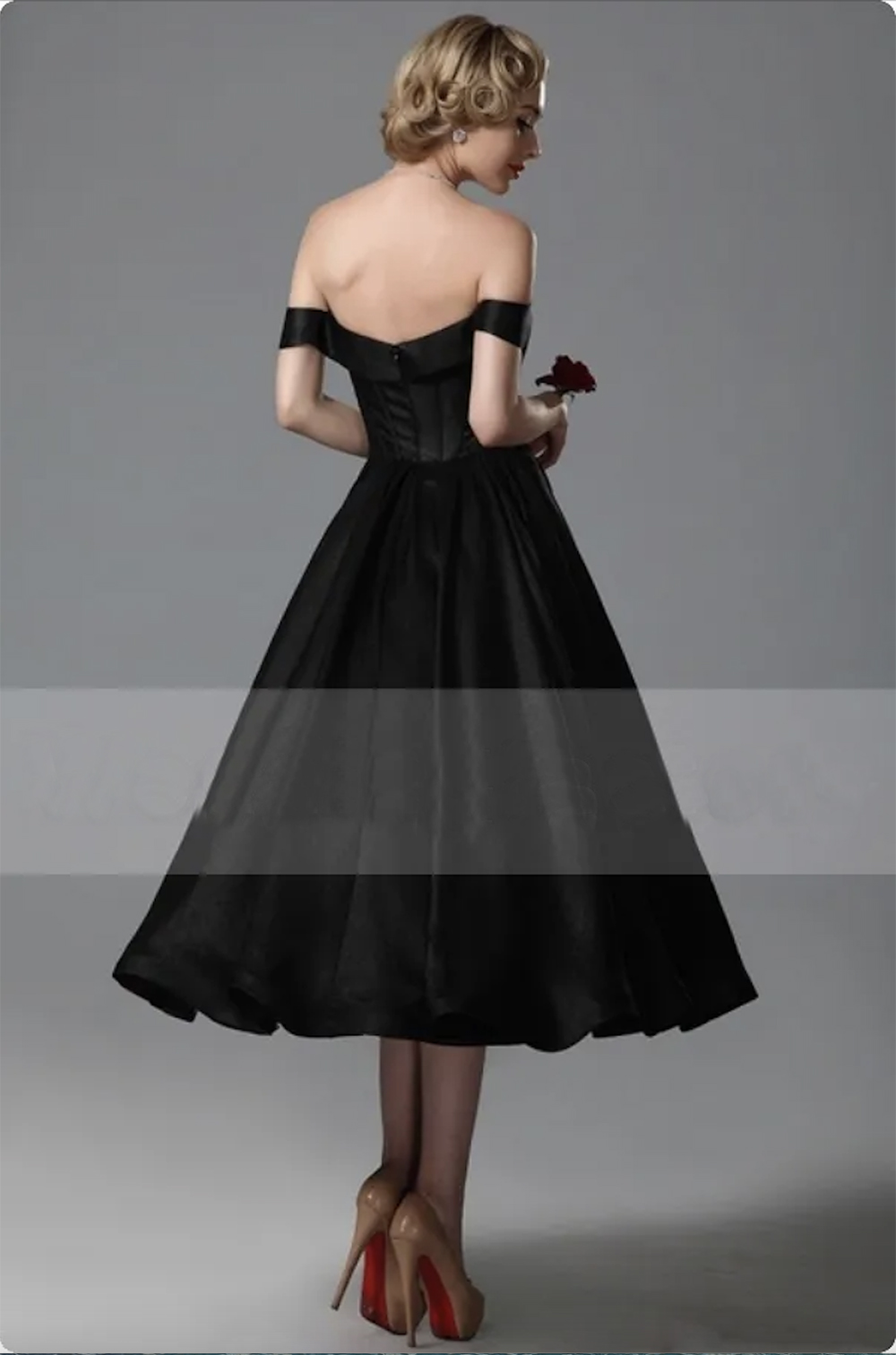 Vintage Black Wedding Dresses A e Sweetheart Off Shoulder Tea Length Bridal Gowns Custom Made for Brides Formal Party Gown
