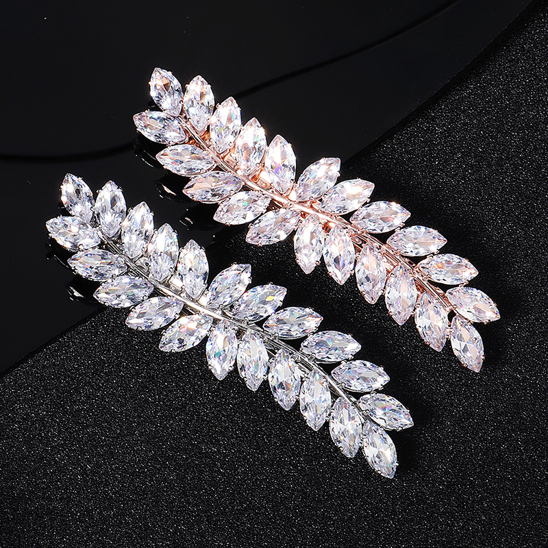 Wedding Hair Jewelry Miallo Fashion Barrette Cubic Zirconia Leaf Hair Clips for Women Accessories Bridal Wedding Hair Jewelry Party Bride Headpiece 23