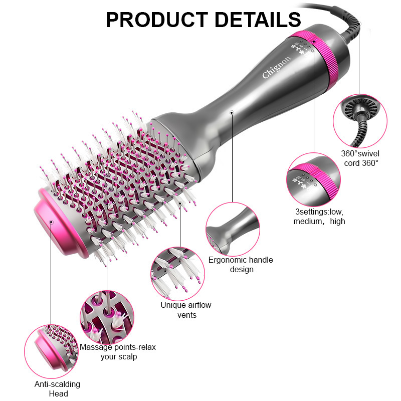 Hair Dryers One Step Dryer and Volumizer 1000W Rotating Air Brush Professional Blow Comb Electric Ion 230906