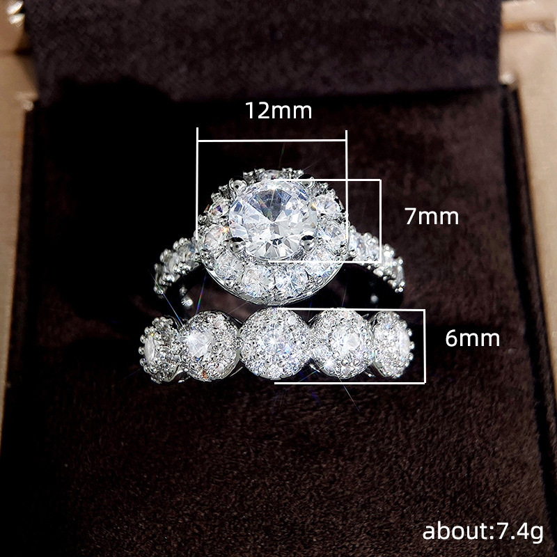 Handmade Lab Diamond Finger Ring Sets 925 Sterling Silver Party Wedding Band Rings for Women Bridal Engagement Jewelry Gift