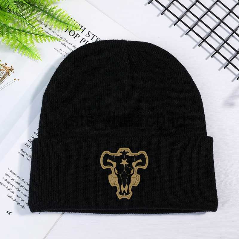 Beanie/Skull Caps Anime Black Clover Winter Warm Adult Bouncy Hats Outdoor Leisure Student Knit Hat Unisex Kids Cartoon Printing Knitted Cap Gifts x09