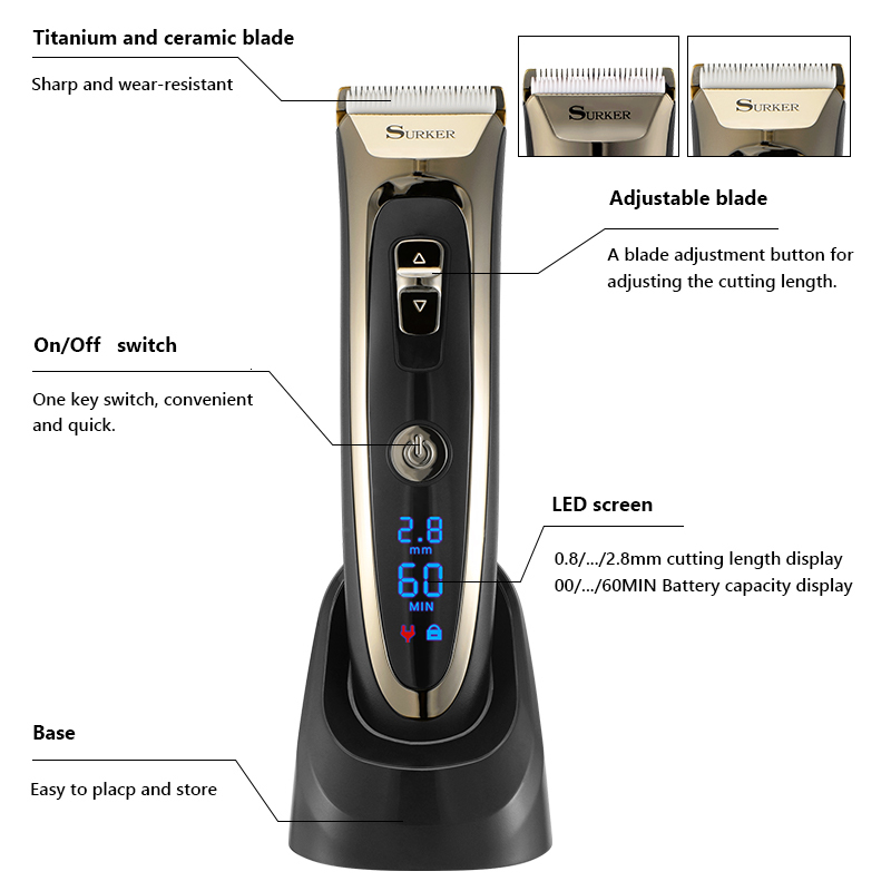 Electric Shavers Professional Digital Hair Trimmer Rechargeable Clipper Men's Cordless Haircut Adjustable Ceramic Blade Man Shaver 230906