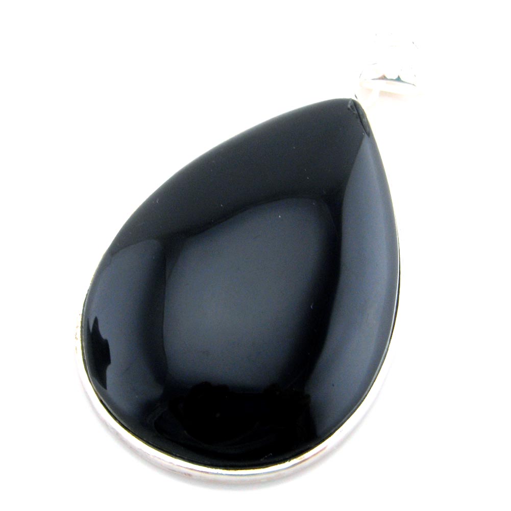 Natural Black Obsidian Pendants Teardrop Black Natural Stone Pendant Necklace Jewelry For Women Men Natural Black Agate Pendant