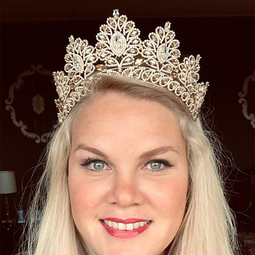 Wedding Hair Jewelry Big Baroque Crystal Tiaras Wedding Crown for Brides Women Hair Accessories Headpieces Princess Pageant couronne mariage FORSEVEN 