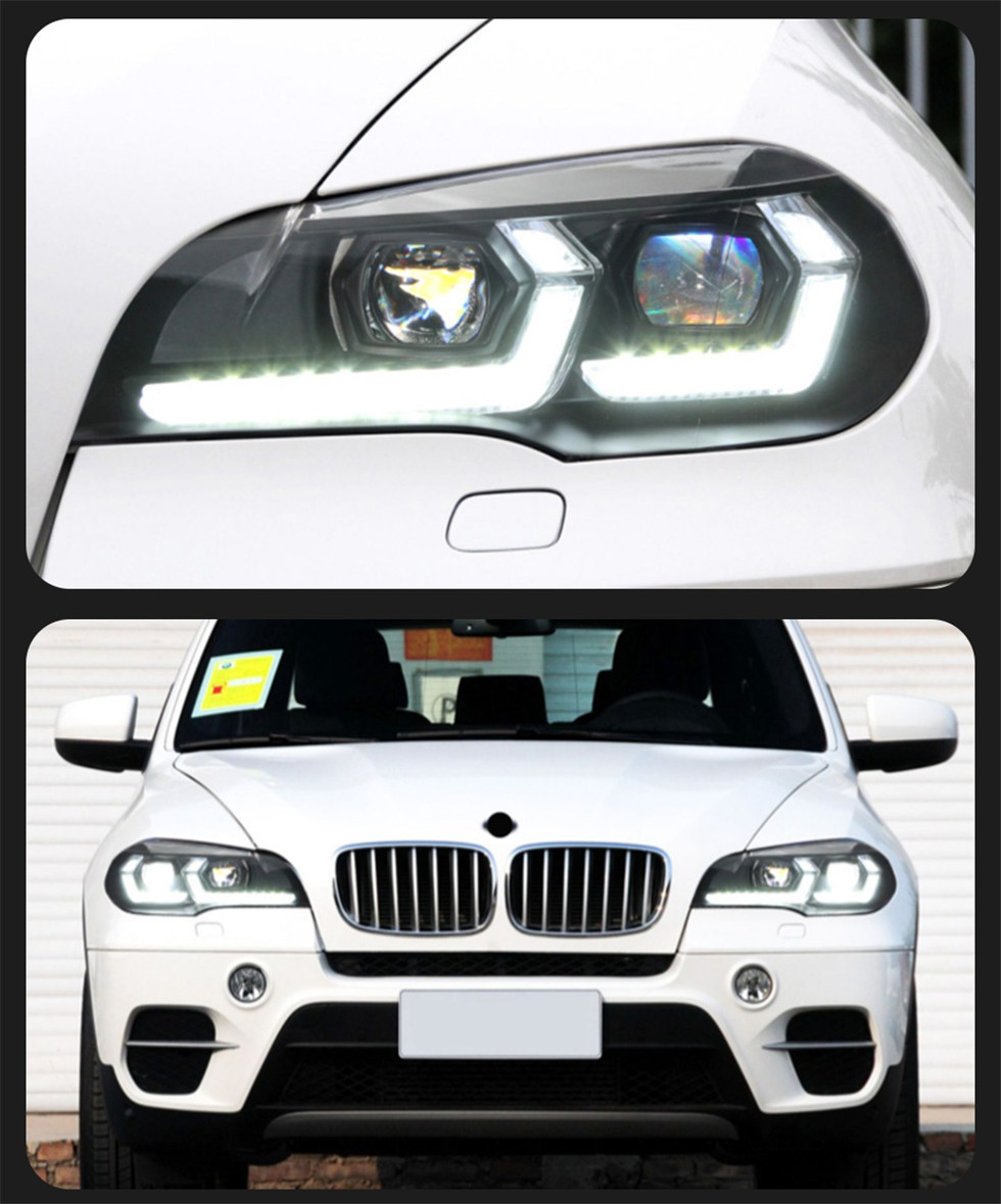Headlight For X5 E70 20 07-20 13 Head Lights Double L 20 22 Style LED Daytime Running Lights Front Signal Lamp