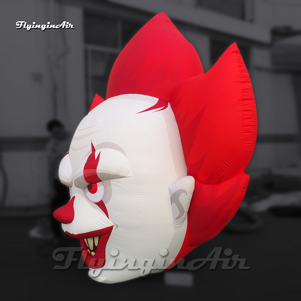 Funny Hanging Giant Inflatable Clown Head Balloon Halloween Figure Model With LED Light For Club Decoration