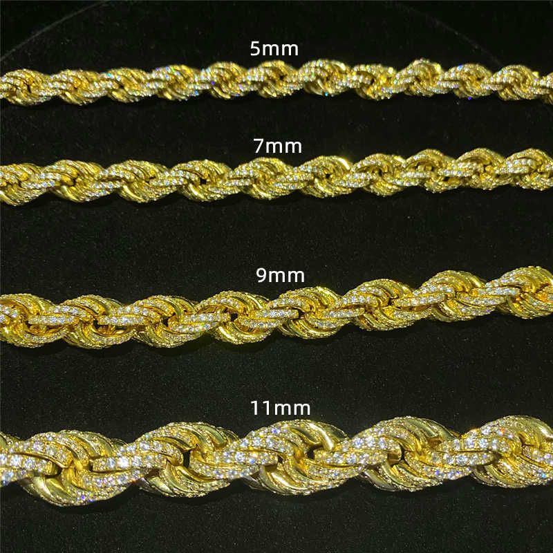 Vvs1 7mm 9mm 11mm Rope Bracelet Sier 5mm Necklace Iced Moissanite Dia Clasp Sterling Cuban Chain Hip Hop Out Scees