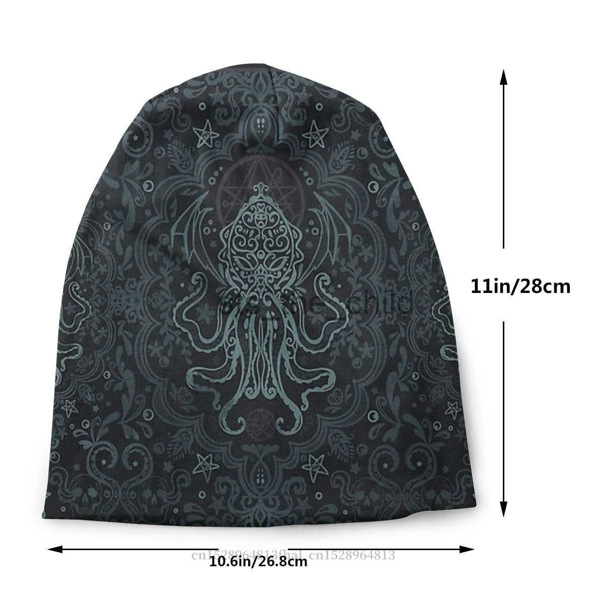 Beanie/Skull Caps Cool Bonnet Homme Winter Warm Knitted Hat Cthulhu Mythos Lovecraft Horror Great Old Ones Skullies Beanies Caps For Men Women x0907 x