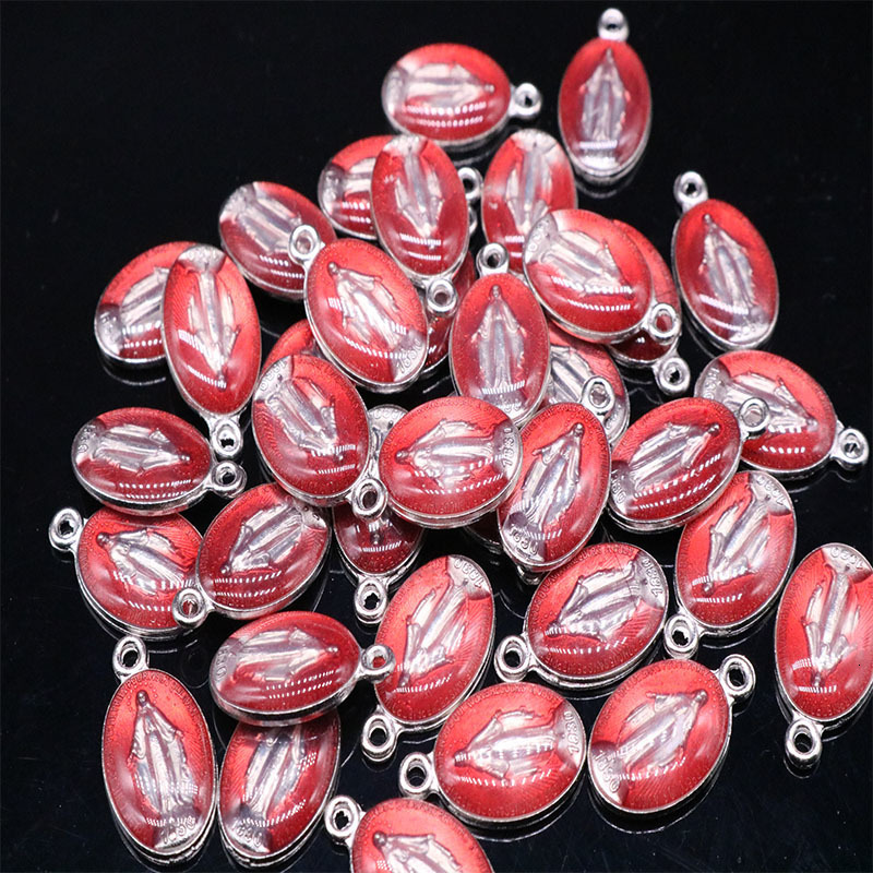 Charms Religious Miniature Blue Mary Catholic Gift Virgin Mary Sacred Heart Charm Trophy Holy Medal 100pcs 230907