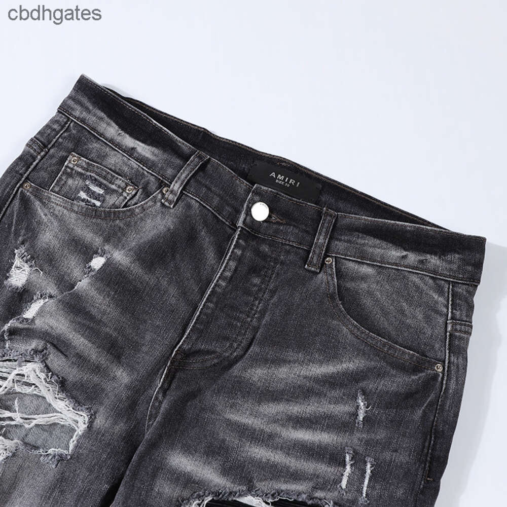 Jean Fashionable Mens Fashion Amiirii 2023 Demin 2023 Purple Jeans Brand Grey Black Split Leather Trendy Slim Fit