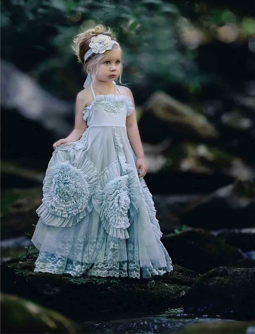 2023 Dollcake Flower Girl Dresses For Weddings Ruffled Kids Pageant Gowns Flowers Floor Length Lace Party Communion Dress