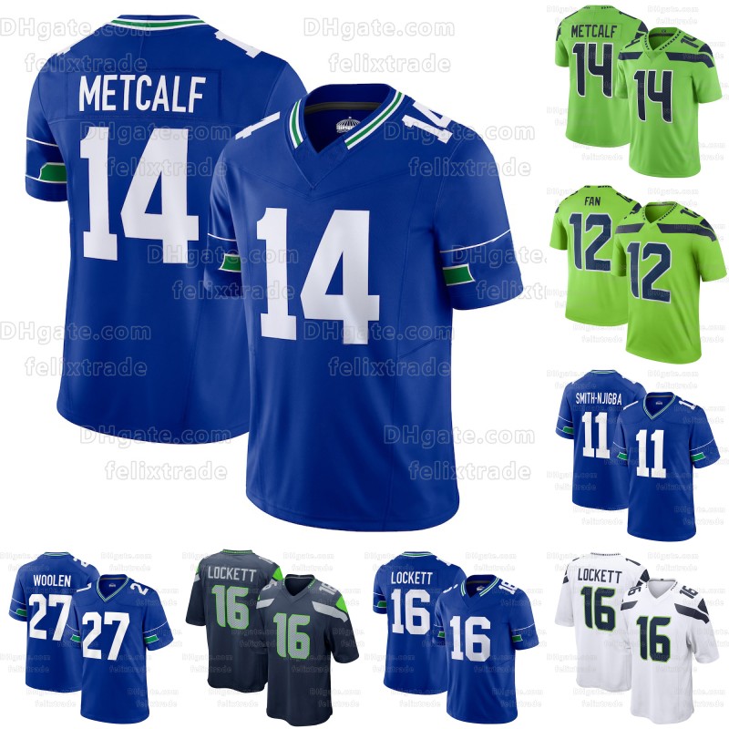 Jaxon Smith-Njigba DK Metcalf Football Jersey Devon Witherspoon Seattles Kenneth Walker Geno Smith Seahawks Tariq Woolen Tyler Lockett Bobby Wagner Marshawn Lynch